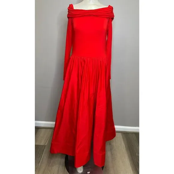 Alice + Olivia Chara Off-The-Shoulder Flared Midi-Dress Size US2 $550